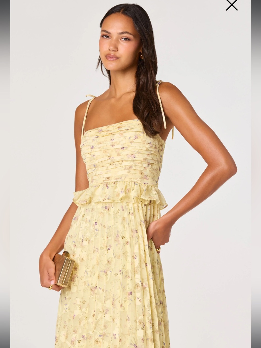 astr the label emerys yellow floral tie-shoulder midi dress size small NEW - Picture 6 of 12